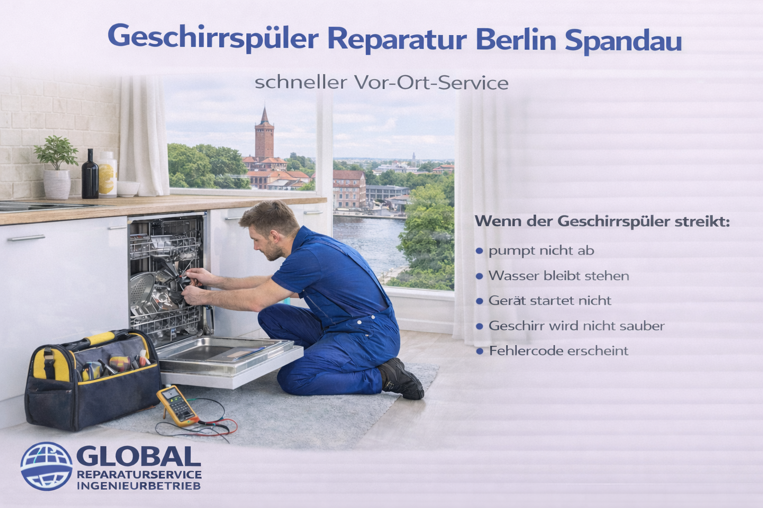 Geschirrspüler Reparatur Berlin Spandau – mobiler Reparaturservice von Global Reparaturservice beim Kunden zuhause