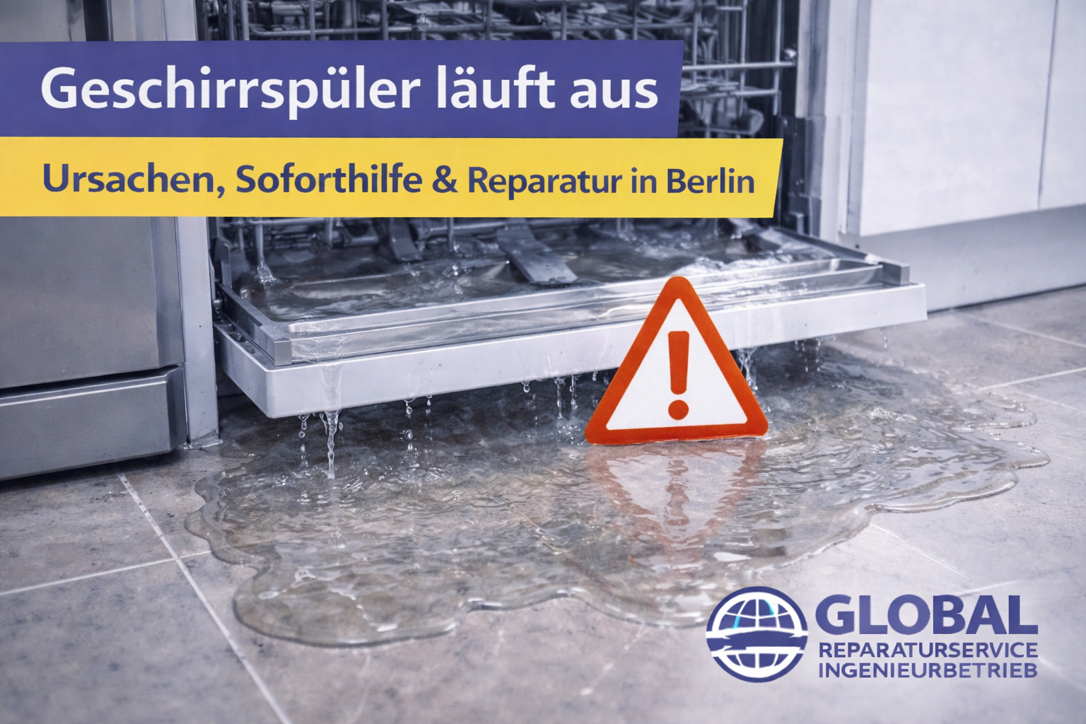 Geschirrspüler läuft aus – Wasser tritt aus Gerät aus, Reparaturservice in Berlin