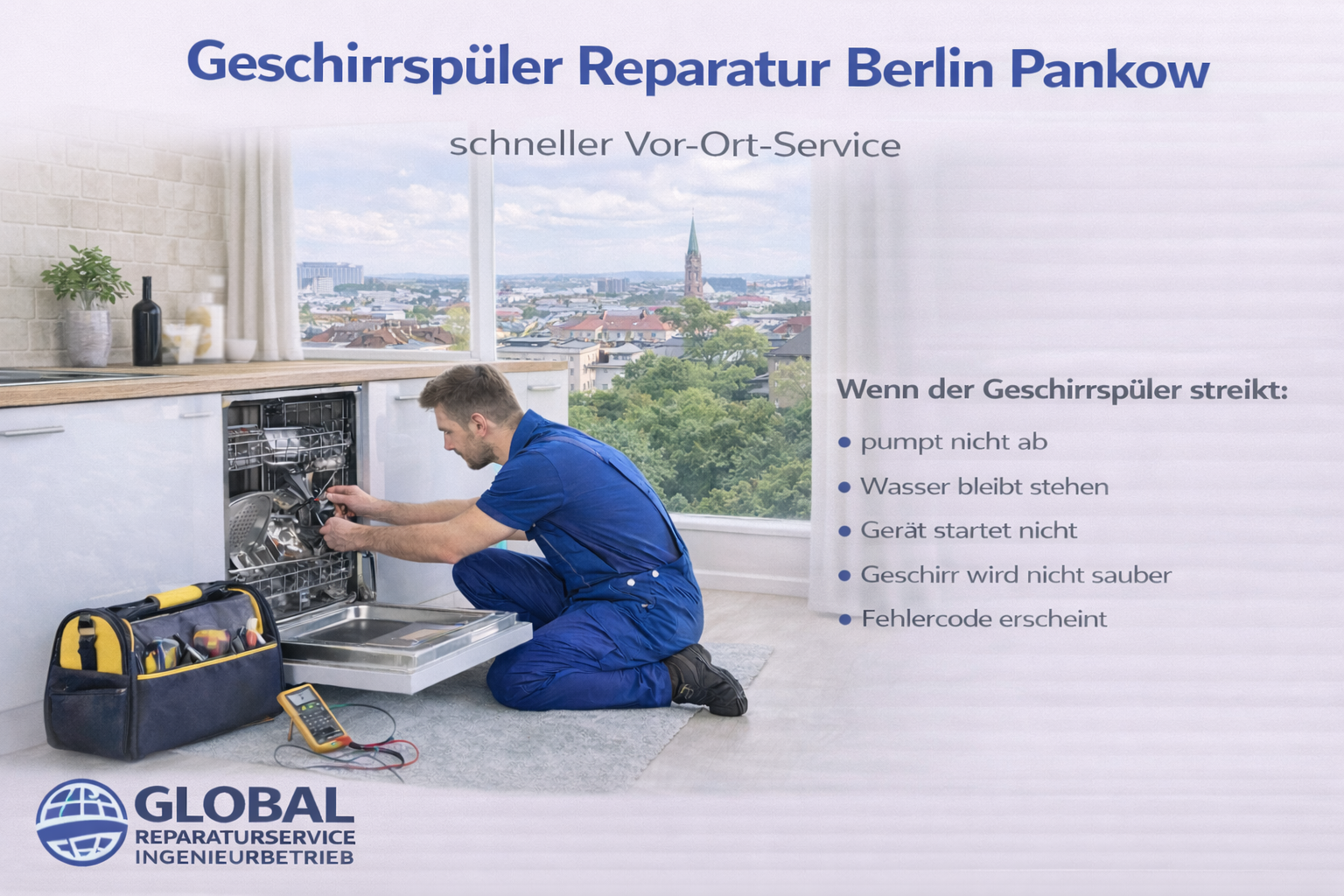 Geschirrspüler Kundendienst Berlin Pankow – Reparatur eines defekten Geschirrspülers durch erfahrenen Techniker vor Ort
