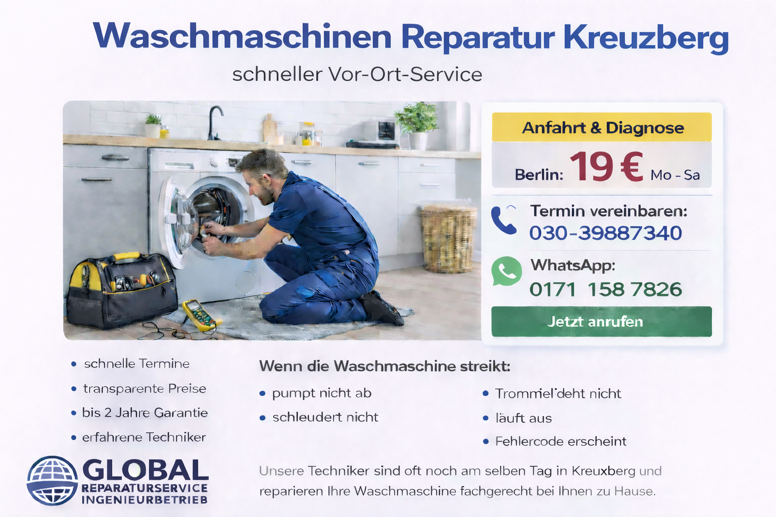 Waschmaschinen Techniker in Kreuzberg vor Ort